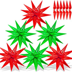 72-Piece Red & Green Star Balloon Set – 26-Inch