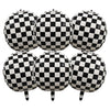 6-Piece Black & White Checkered Balloon Set – 22-Inch