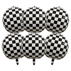 6-Piece Black & White Checkered Balloon Set – 22-Inch