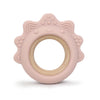 Arudyo Baby Teething Toys Silicone with Wooden Ring (Dinosaur Pink)