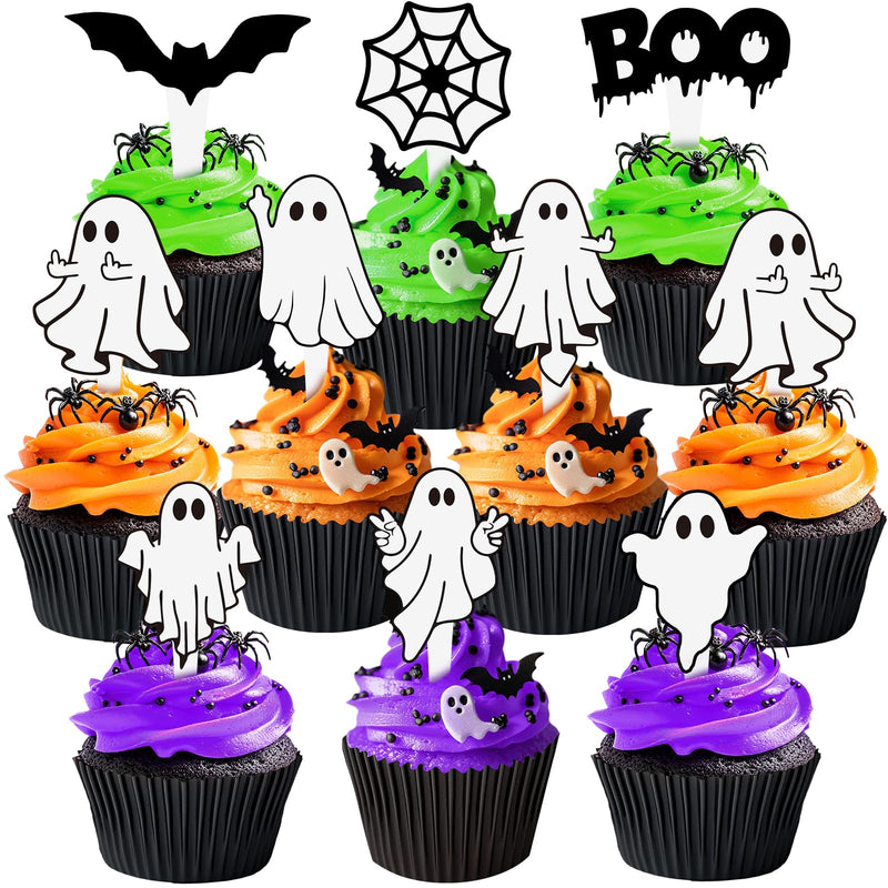 40 Pcs Ghost Cupcake Toppers - Spooky Party