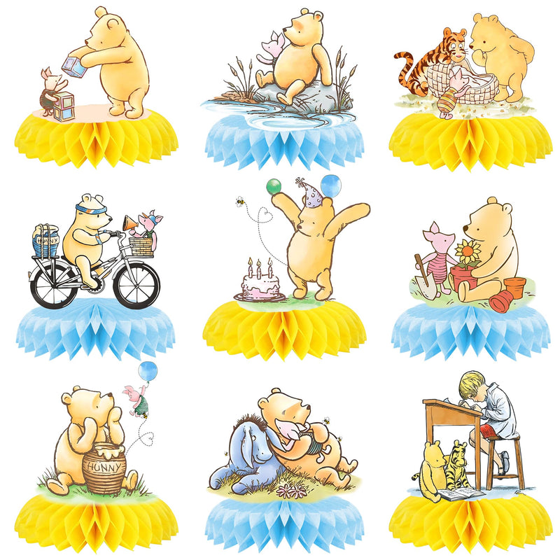9PCS Winnie Honeycomb Centerpieces Birthday Party Supplies