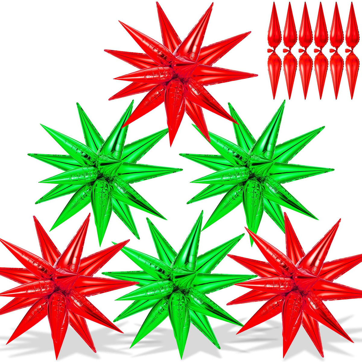 72-Piece Red & Green Star Balloon Set – 26-Inch