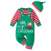 My First Christmas Onesie+Overalls+Hat Twins Christmas Clothes Set 0-3 months