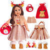 18-inch Doll-Clothes Set - Christmas Costumes with Shoes Headwear and Elf Gift Bag