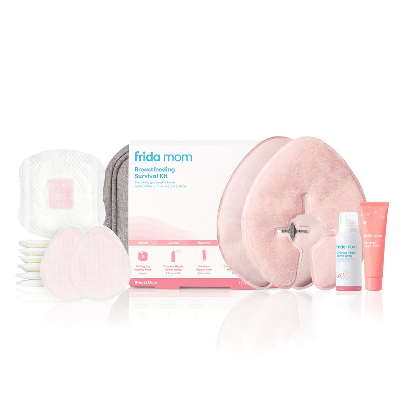 Frida Mom Breastfeeding Survival Kit for Nursing Moms Reusable Hot+Cold Relief 13 Piece Gift Set