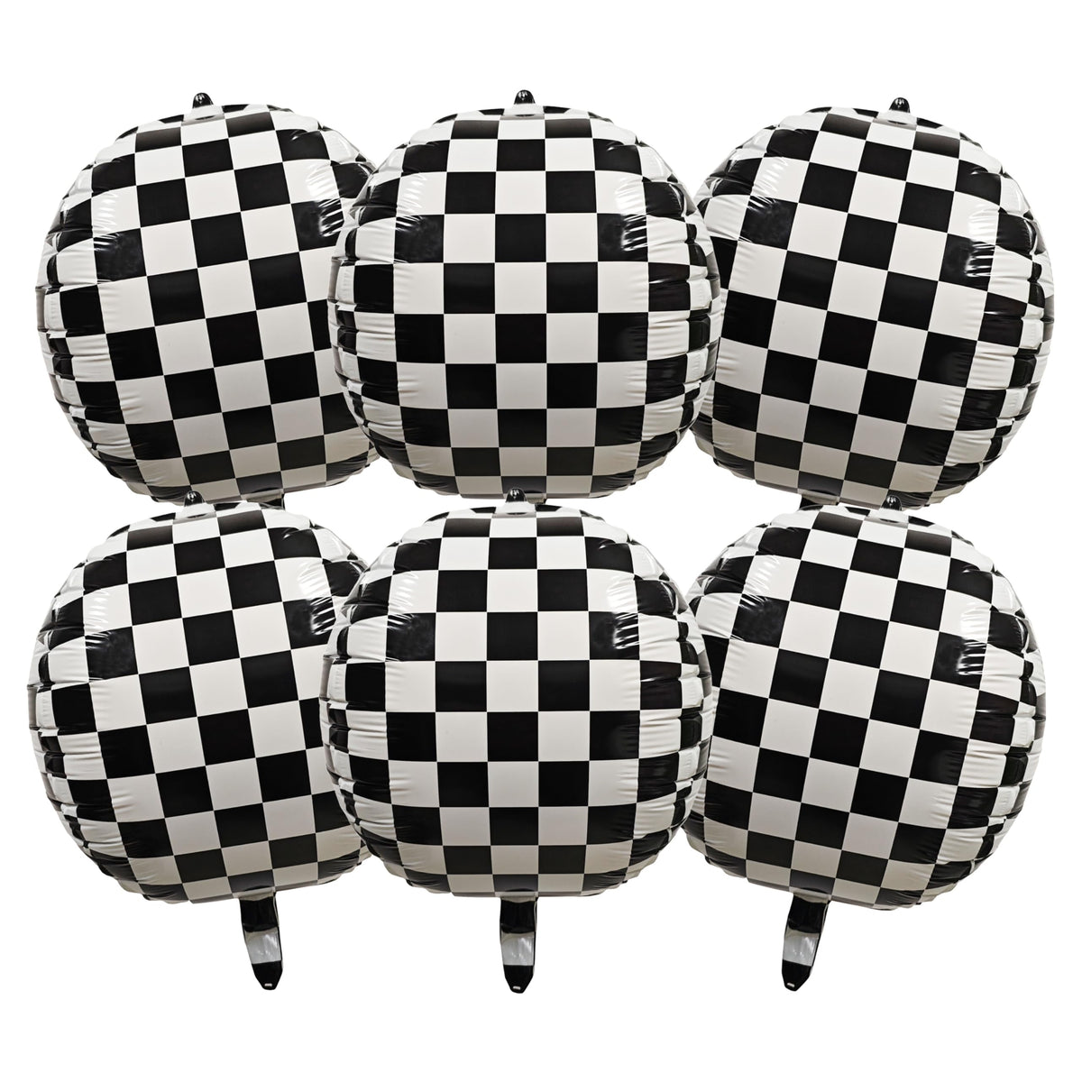 6-Piece Black & White Checkered Balloon Set – 22-Inch